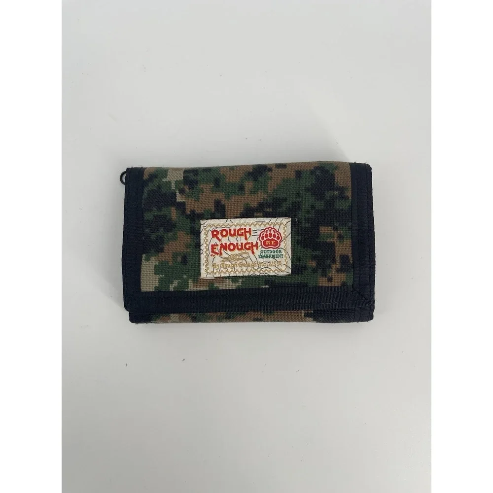 Rough Enough Camo Trifold Wallet Cordura Fabric USA Flag Outdoor Tactical Wallet